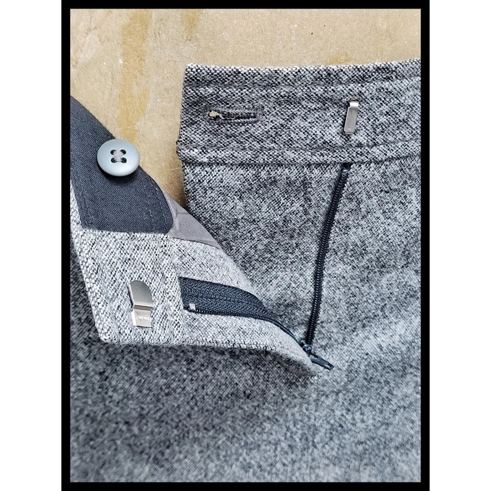J Crew Vintage Wool Blend Lined Tweed A-line Skirt Velour Tie Belt Gray Size 2